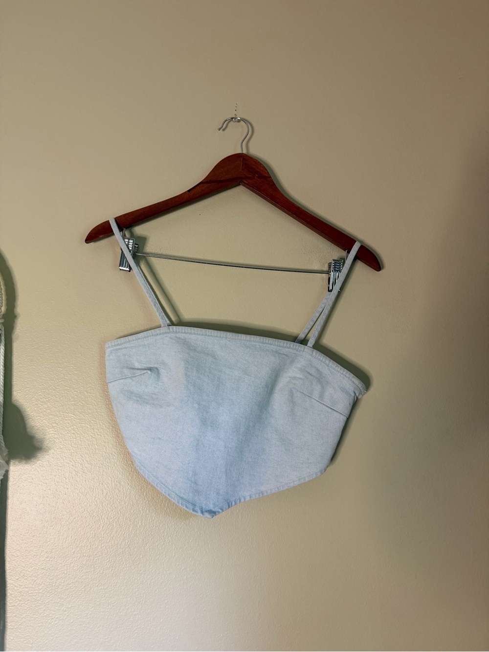 Zara Denim Bandana Crop Top Light Blue Size Small